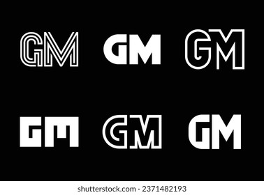 Set of letter GM logos. Abstract logos collection with letters. Geometrical abstract logos