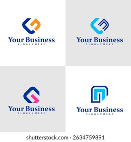 Conjunto de Letra GN logotipo conceito vetor. Modelo inicial de design de logotipo GN. Símbolo Criativo. Ícone
