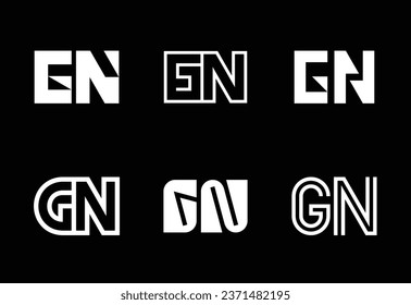 Set of letter GN logos. Abstract logos collection with letters. Geometrical abstract logos