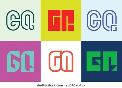 Set of letter GQ logos. Abstract logos collection with letters. Geometrical abstract logos