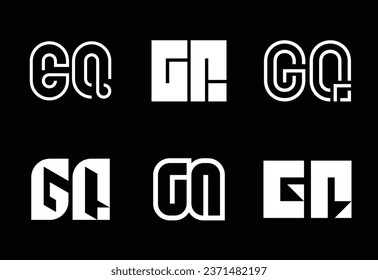 Conjunto de logotipos GQ de letras. Resumen de colección de logotipos con letras. Logotipos geométricos abstractos