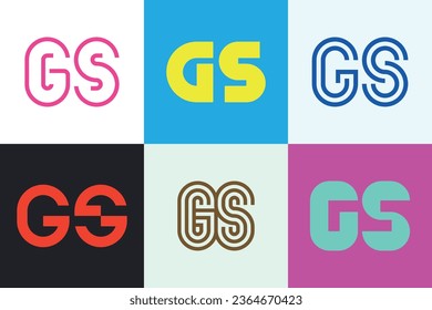 Set of letter GS logos. Abstract logos collection with letters. Geometrical abstract logos