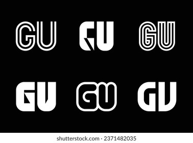 Set von Buchstaben GU Logos. Abstrakte Logos-Kollektion mit Buchstaben. Abstrakte geometrische Logos