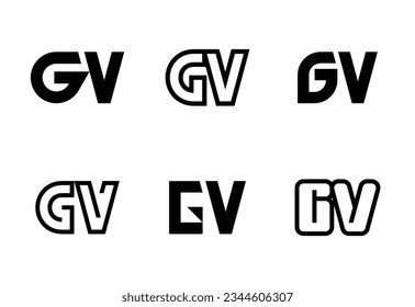 Set von Buchstaben-GV-Logos. Abstrakte Logos-Kollektion mit Buchstaben. Abstrakte geometrische Logos