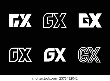 Set of letter GX logos. Abstract logos collection with letters. Geometrical abstract logos