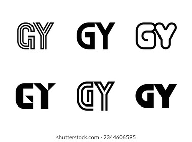 Set of letter GY logos. Abstract logos collection with letters. Geometrical abstract logos