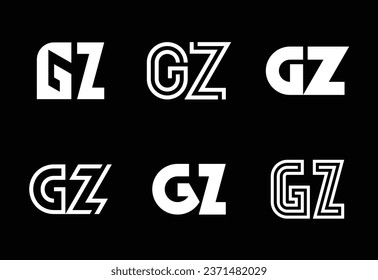 Conjunto de logotipos GZ de letras. Resumen de colección de logotipos con letras. Logotipos geométricos abstractos