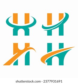 Set of letter H and bridge logo concept creative