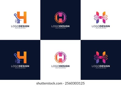 Set Of Letter H digital logo design