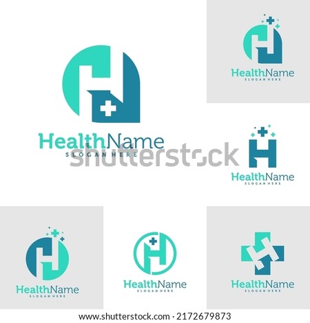 Set of Letter H health Logo Design Template. Initial H logo concept vector. Creative Icon Symbol