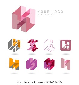 Set of letter H icons for corporate identity, element for sign and logo