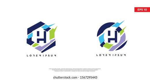 set of letter h initial logo. Technology symbol icon vector design. abstract  logotype.