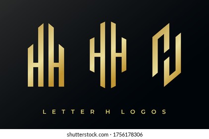 set of letter H logo concept, initial design template