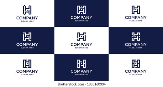 Set letter h logo design. vektor illustration