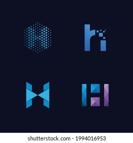 Set of letter H logo design vector. icons for modern business technology digital.