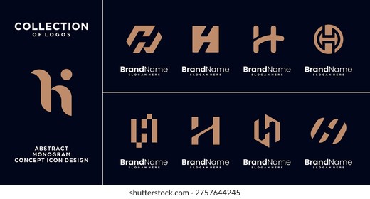 Set of Letter H logo icon design template elements.