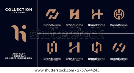 Set of Letter H logo icon design template elements.