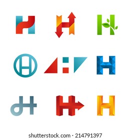 Set of letter H logo icons design template elements. Collection of vector signs.