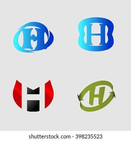 Set of letter H logo icons design template elements. Collection of vector signs
