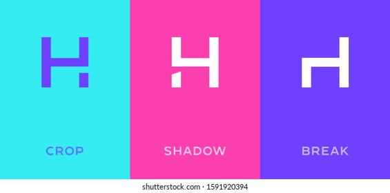 Set of letter H minimal logo icon design template elements