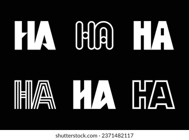 Set von Buchstaben HA Logos. Abstrakte Logos-Kollektion mit Buchstaben. Abstrakte geometrische Logos
