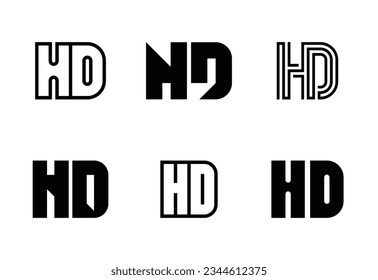 Set of letter HD logos. Abstract logos collection with letters. Geometrical abstract logos