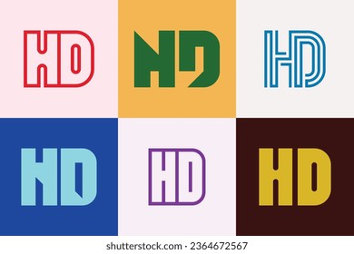 Conjunto de logotipos HD de letras. Resumen de colección de logotipos con letras. Logotipos geométricos abstractos