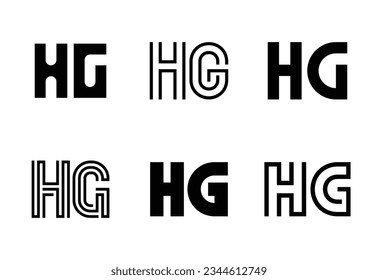 Conjunto de logotipos HG de letras. Resumen de colección de logotipos con letras. Logotipos geométricos abstractos