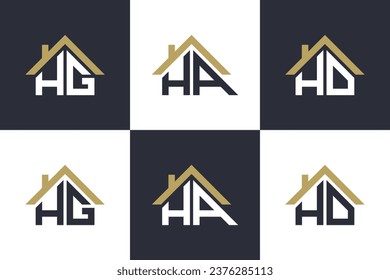 set of letter hg,ha,hd logo design with house illusration concept 