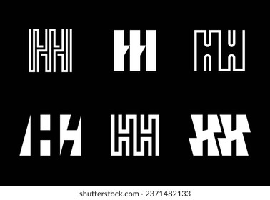 Set of letter HH logos. Abstract logos collection with letters. Geometrical abstract logos