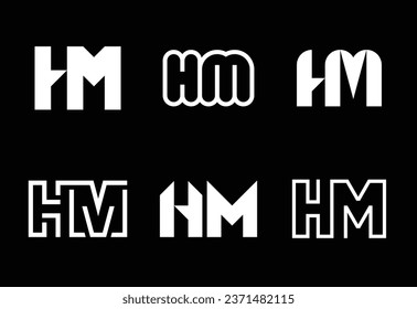 Set of letter HM logos. Abstract logos collection with letters. Geometrical abstract logos