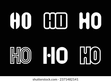 Set of letter HO logos. Abstract logos collection with letters. Geometrical abstract logos