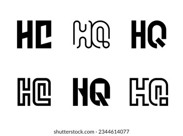 Conjunto de logotipos de HQ de letras. Resumen de colección de logotipos con letras. Logotipos geométricos abstractos