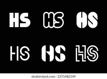 Conjunto de logotipos HS de letras. Resumen de colección de logotipos con letras. Logotipos geométricos abstractos