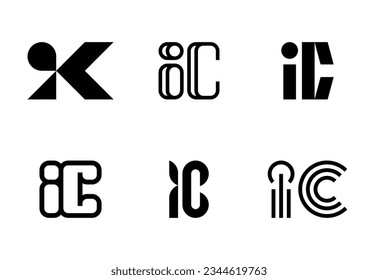 Conjunto de logotipos IC de letras. Resumen de colección de logotipos con letras. Logotipos geométricos abstractos