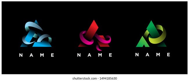 set of letter A icon design vector template collections. geometric , modern logo