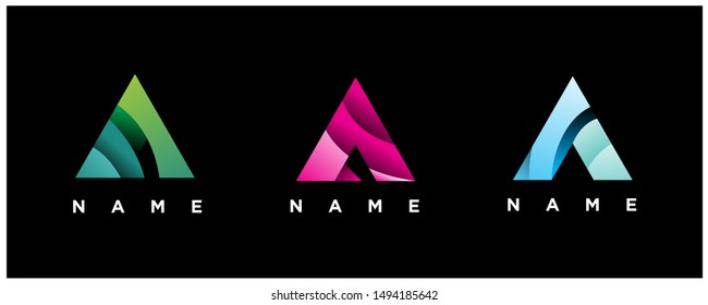 set of letter A icon design vector template collections. geometric , modern logo