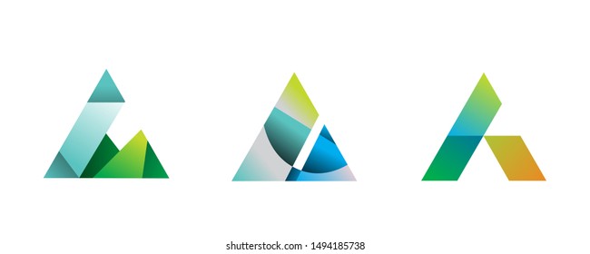set of letter A icon design vector template collections. geometric , modern logo