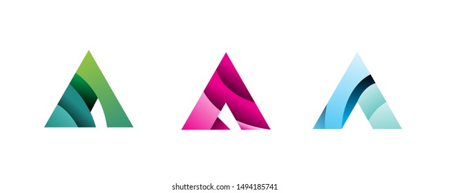 set of letter A icon design vector template collections. geometric , modern logo