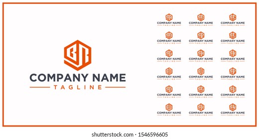 set letter icon hexagon shape	