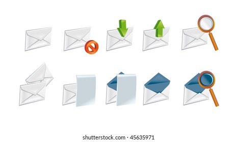 A set of the letter icons for computer, e-mail or forums on white background