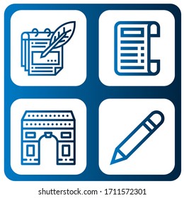 Set of letter icons. Such as Notes, Receipt, Arch, Pen , letter icons