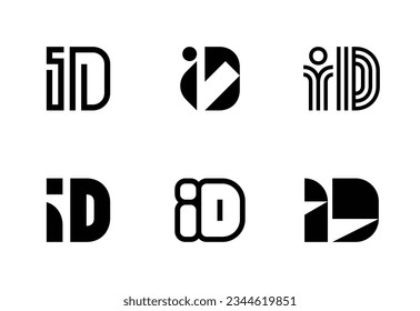 Set of letter ID logos. Abstract logos collection with letters. Geometrical abstract logos