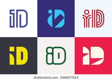 Set of letter ID logos. Abstract logos collection with letters. Geometrical abstract logos