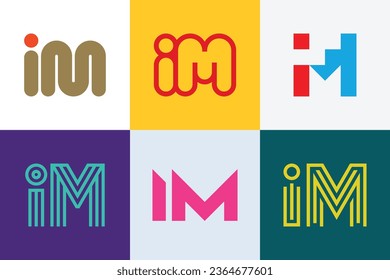 Set of letter IM logos. Abstract logos collection with letters. Geometrical abstract logos