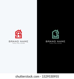 Set letter initial SA GJ home shape logo design vector