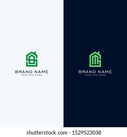 Set letter initial SD GM home shape logo design vector