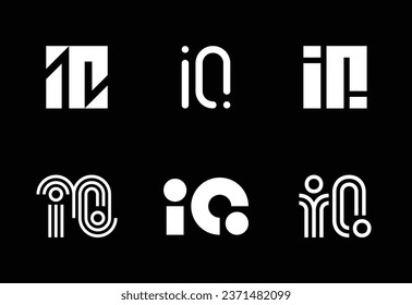 Set of letter IQ logos. Abstract logos collection with letters. Geometrical abstract logos