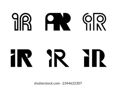 Conjunto de logotipos IR de letras. Resumen de colección de logotipos con letras. Logotipos geométricos abstractos
