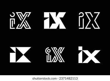 Set of letter IX logos. Abstract logos collection with letters. Geometrical abstract logos